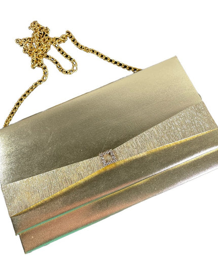 Lovely vintage gold metalic rhinestone evening party event shoulder bag clutch