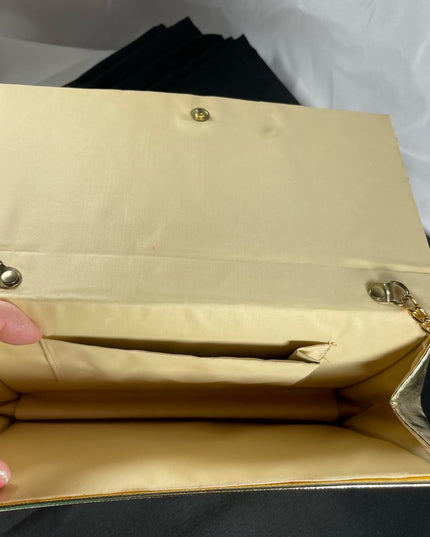 Lovely vintage gold metalic rhinestone evening party event shoulder bag clutch