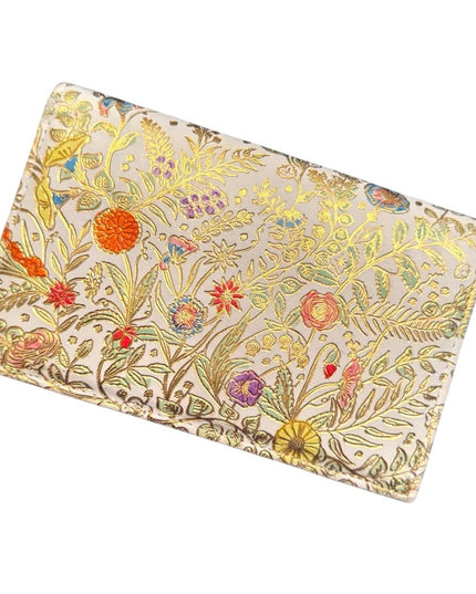 Floral Gold Embossed Wallet Vintage Vianello Italian Leather Clutch Bag Floral