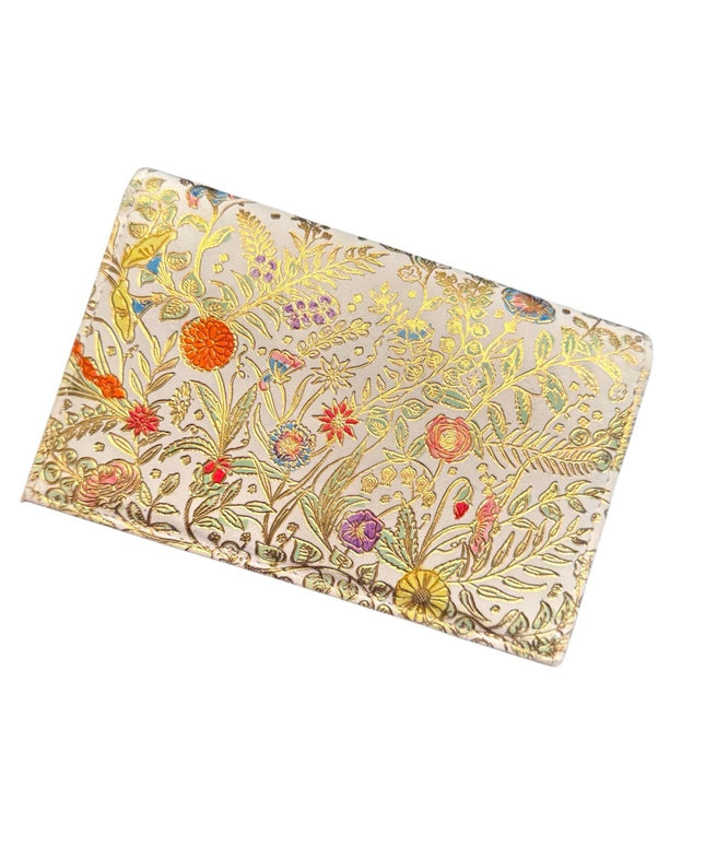 Floral Gold Embossed Wallet Vintage Vianello Italian Leather Clutch Bag Floral
