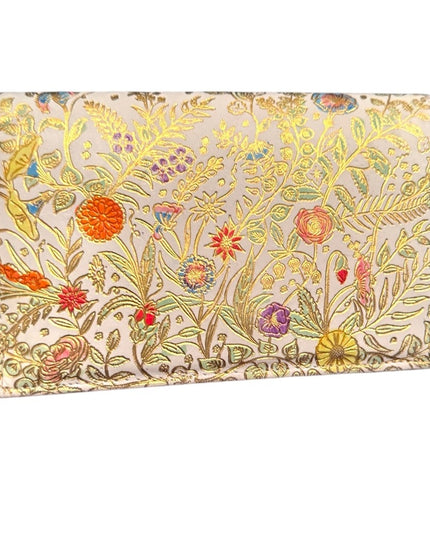 Floral Gold Embossed Wallet Vintage Vianello Italian Leather Clutch Bag Floral