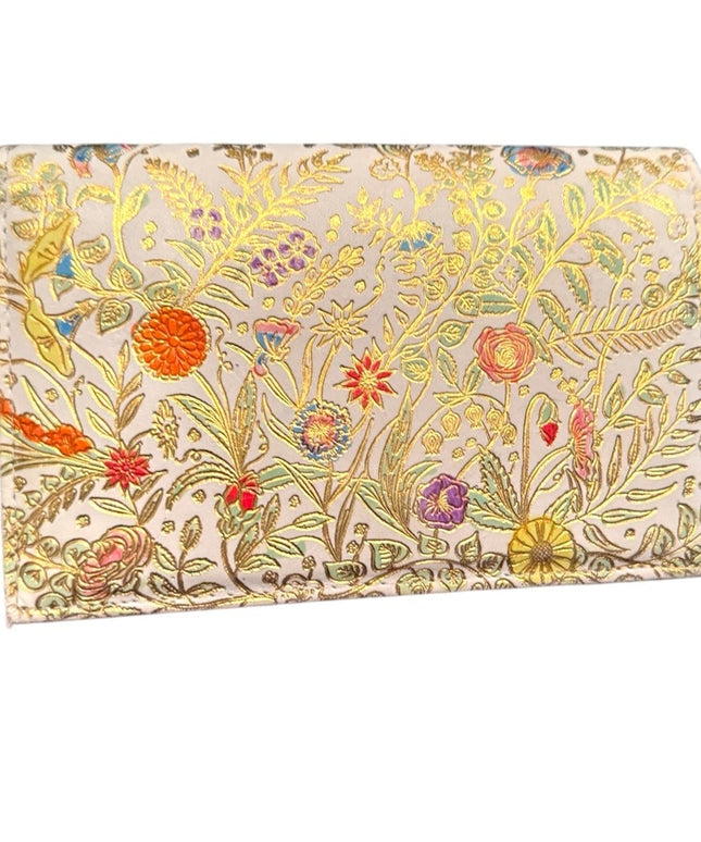 Floral Gold Embossed Wallet Vintage Vianello Italian Leather Clutch Bag Floral