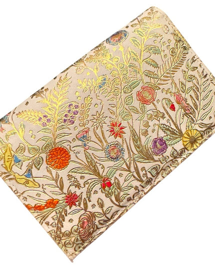 Floral Gold Embossed Wallet Vintage Vianello Italian Leather Clutch Bag Floral