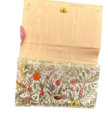 Floral Gold Embossed Wallet Vintage Vianello Italian Leather Clutch Bag Floral