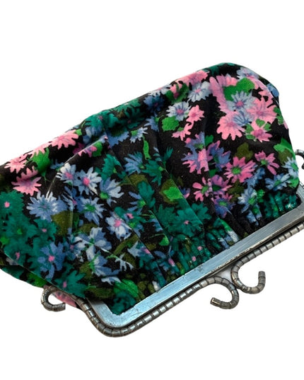 Vintage 1960s velvet flower clutch purse lovely’  bag