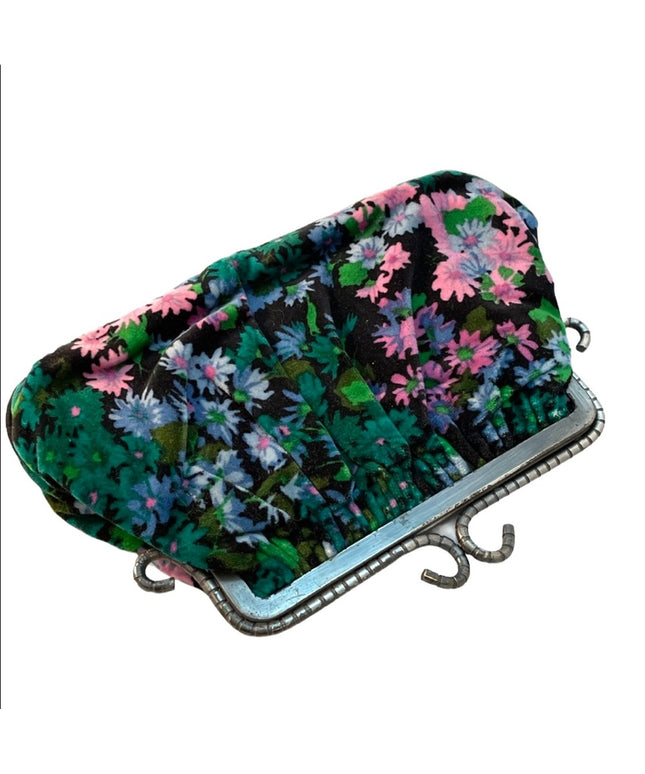Vintage 1960s velvet flower clutch purse lovely’  bag