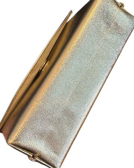 Elegant Vintage 1960s Gold Metalic Women's Handbag Clutch Wristlet Box Purse