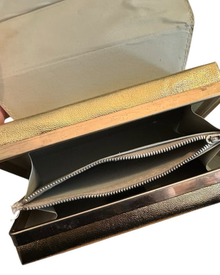 Elegant Vintage 1960s Gold Metalic Women's Handbag Clutch Wristlet Box Purse