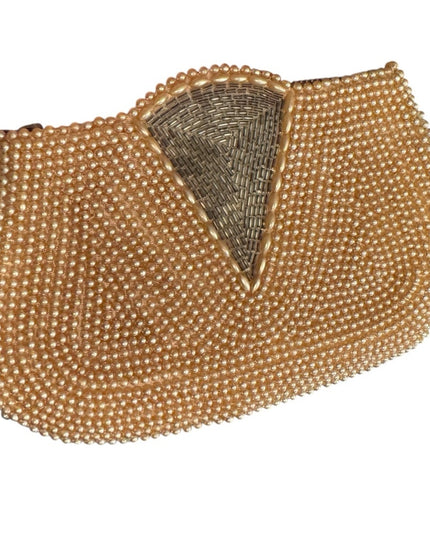 Elegant Antique Faux Pearl-Embellished Clutch Small Purse