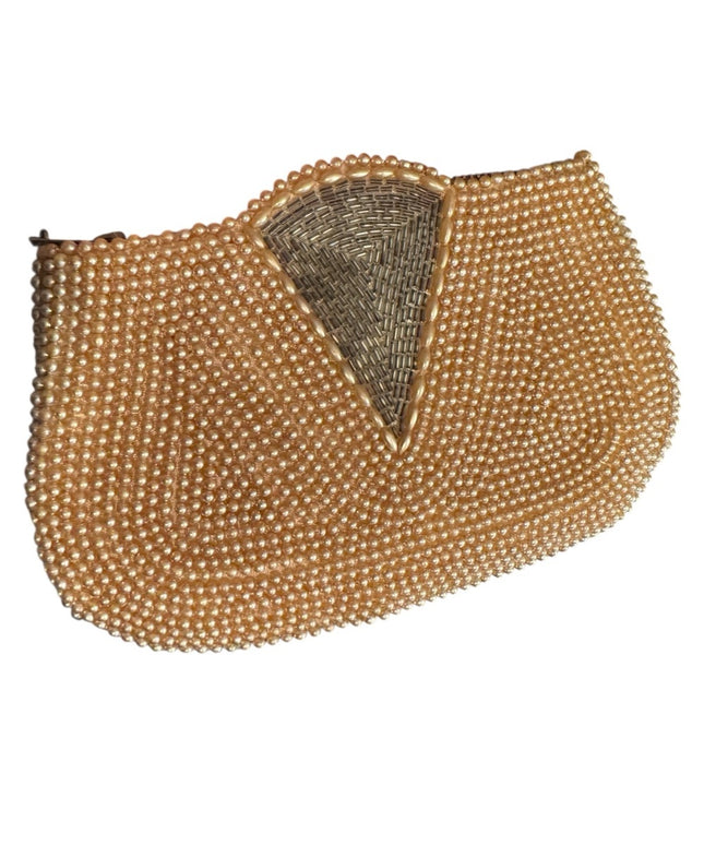 Elegant Antique Faux Pearl-Embellished Clutch Small Purse
