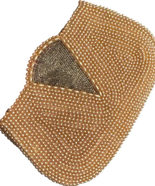 Elegant Antique Faux Pearl-Embellished Clutch Small Purse