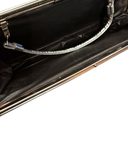 Elegant Vintage Silver Metalic Clutch Wristlet Bag Purse 1960s