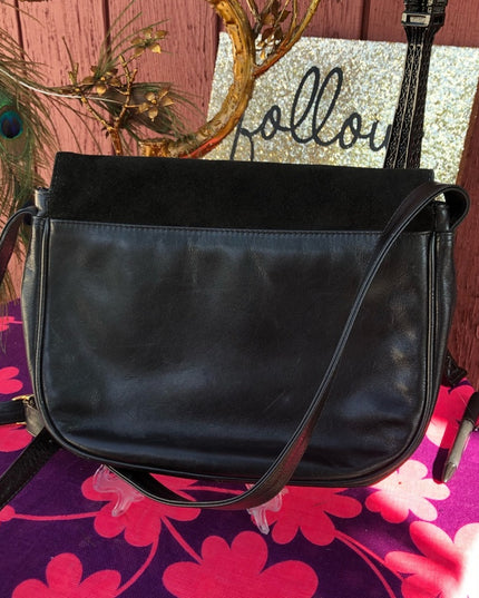 Stunning Vintage black leather Jane Shilton London Purse floral design