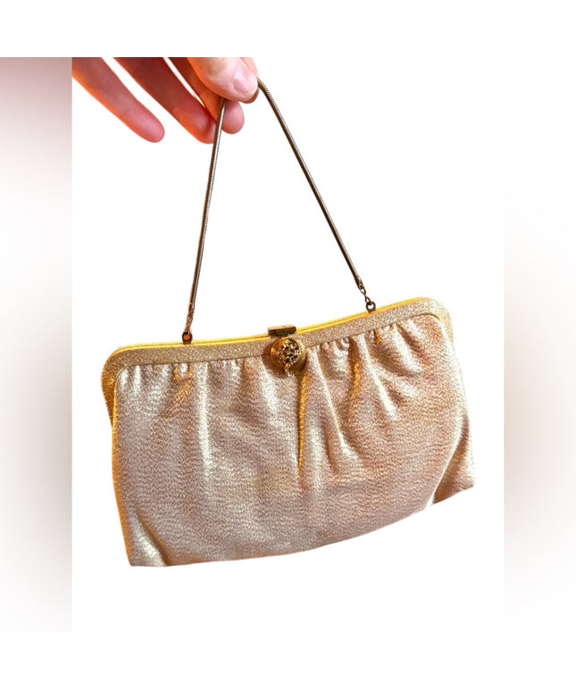 Vintage 1960s gold metalic evening bag purse mini