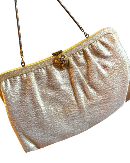 Vintage 1960s gold metalic evening bag purse mini