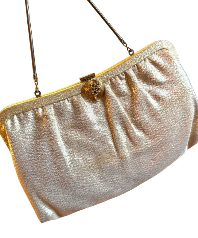 Vintage 1960s gold metalic evening bag purse mini