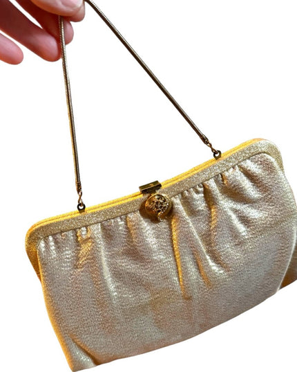 Vintage 1960s gold metalic evening bag purse mini