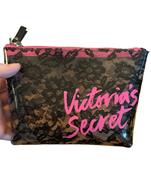 Vicroria Secret transparent clear see thru fancy plastic make up bag