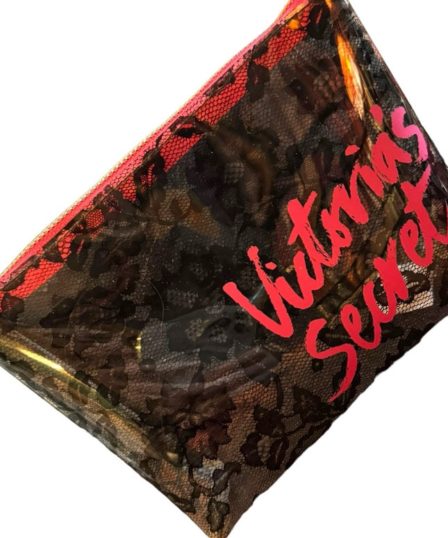Vicroria Secret transparent clear see thru fancy plastic make up bag
