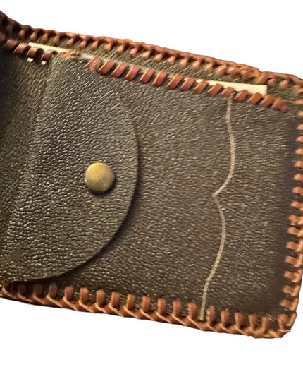 Vintage Hand Tooled Bifold Leather Wallet HORSE design Mexico Artisan