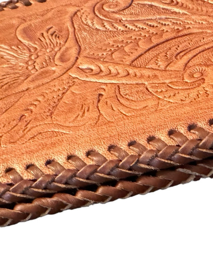 Vintage Hand Tooled Bifold Leather Wallet HORSE design Mexico Artisan