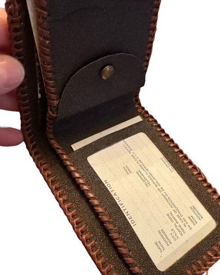 Vintage Hand Tooled Bifold Leather Wallet HORSE design Mexico Artisan