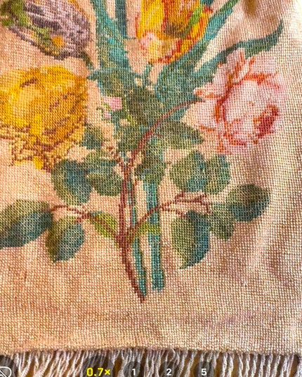 Lovely Early 1900s micro beaded purse flowers fringe Victorian  art deco
