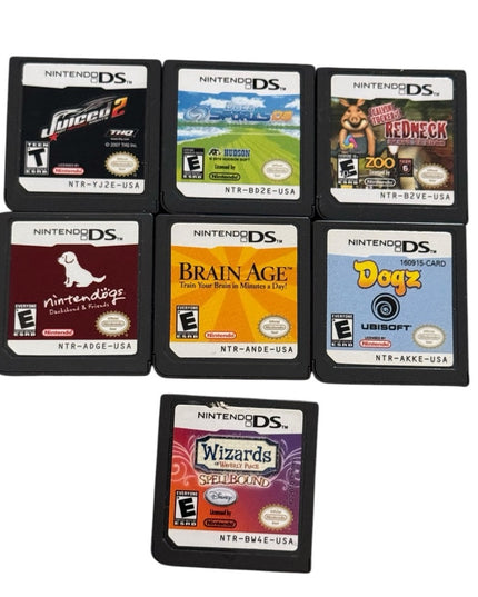 Nintendo DS Game Cartridge LOT 7 pcs Wizards Dogs Brain Age