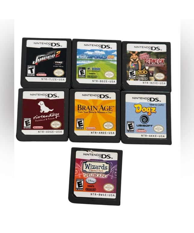 Nintendo DS Game Cartridge LOT 7 pcs Wizards Dogs Brain Age