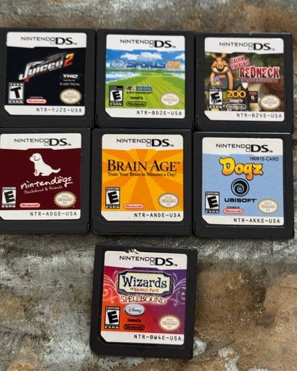 Nintendo DS Game Cartridge LOT 7 pcs Wizards Dogs Brain Age