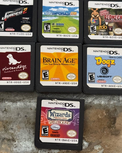 Nintendo DS Game Cartridge LOT 7 pcs Wizards Dogs Brain Age