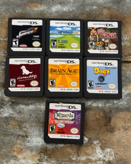 Nintendo DS Game Cartridge LOT 7 pcs Wizards Dogs Brain Age