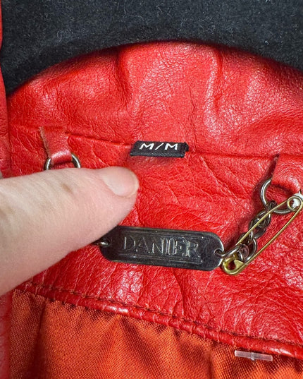 Stunning 1980s Danier Red Leather Zippered Jacket