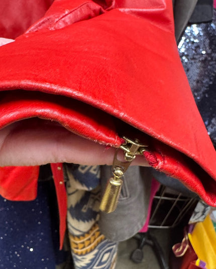 Stunning 1980s Danier Red Leather Zippered Jacket