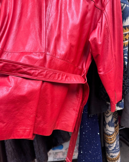 Stunning 1980s Danier Red Leather Zippered Jacket