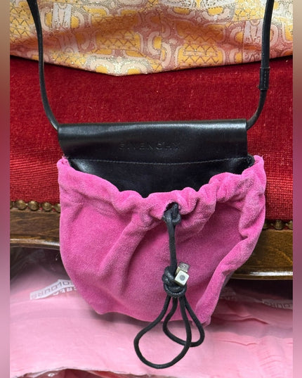 Vintage Givenchy Pink Suede Leather Crossbody Bag Purse