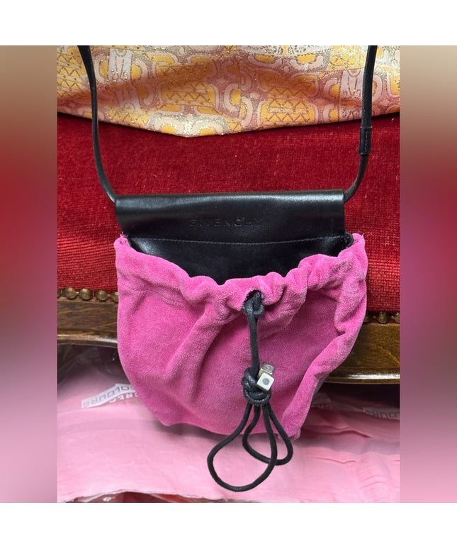 Vintage Givenchy Pink Suede Leather Crossbody Bag Purse