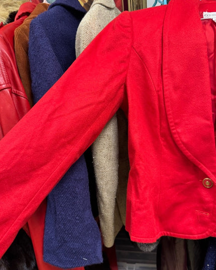 Vintage Hanae Mori Paris Red Cashmere Wool Blazer