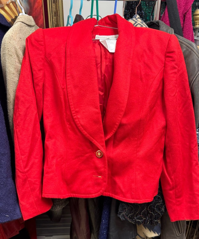 Vintage Hanae Mori Paris Red Cashmere Wool Blazer