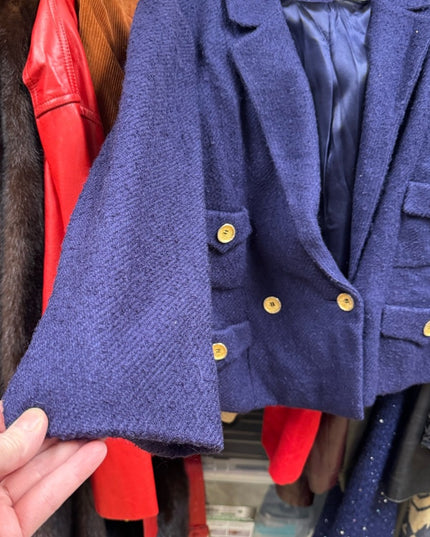 Vintage 1970s Braemar Blue Fancy Blazer Gold Buttons