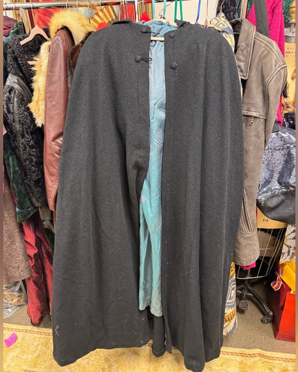 Antique Late 1800s Hooded Black Victorian Cape Cloak