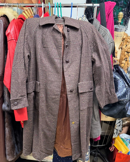 Vintage Betty Rose Water Repellent 1970s  Button up Mid length Brown Coat