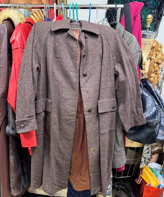 Vintage Betty Rose Water Repellent 1970s  Button up Mid length Brown Coat