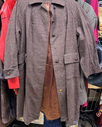 Vintage Betty Rose Water Repellent 1970s  Button up Mid length Brown Coat
