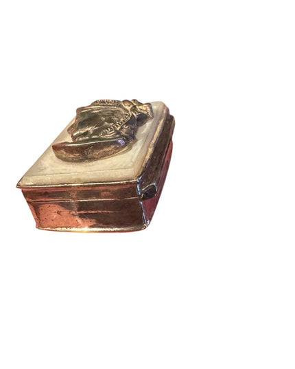 Antique Art Nouveau Ladies Sterling Silver Marcasites MOP Pill Snuff Box