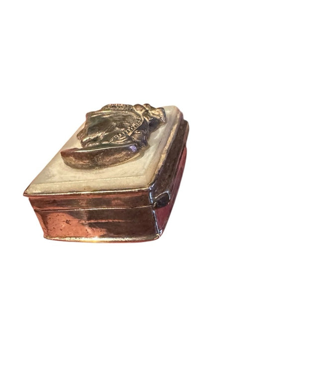 Antique Art Nouveau Ladies Sterling Silver Marcasites MOP Pill Snuff Box