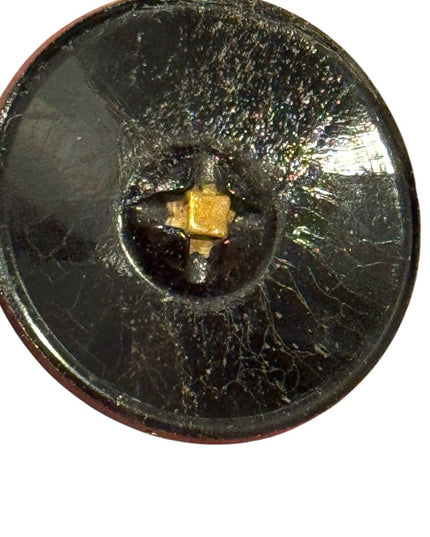 Antique Victorian Black glass mourning Embroidered design Celtic 1800s Button