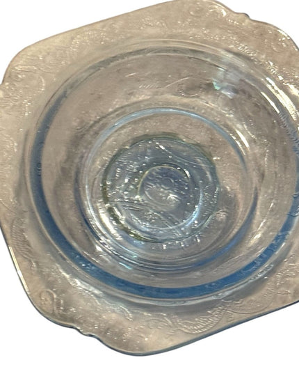 Elegant Blue Depression Glass Serving Dish with lid butter candy