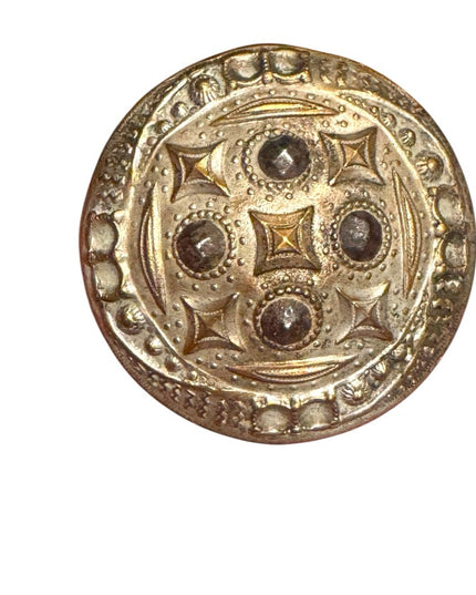 Antique French Brass Cut steel Decorative domed Button Victorian 1800s