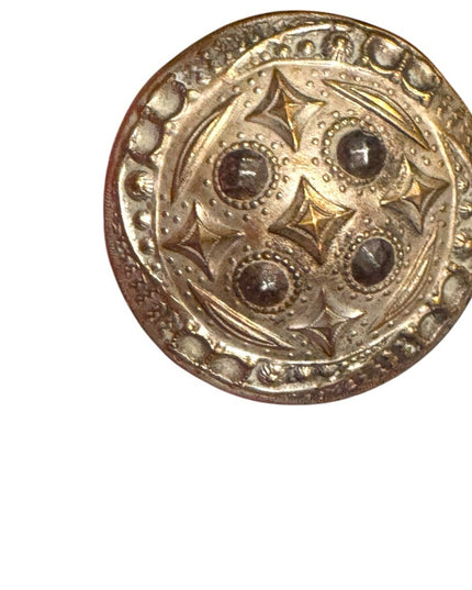 Antique French Brass Cut steel Decorative domed Button Victorian 1800s